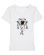 Ochi FLoral Dreamcatcher Tricou mânecă scurtă guler larg fitted Damă Expresser