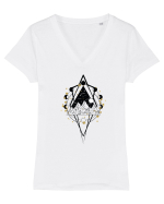 Munte Geometric Auriu Tricou mânecă scurtă guler V Damă Evoker