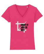 Crop It Like Is Hot Tricou mânecă scurtă guler V Damă Evoker