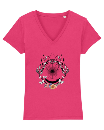 Geometric Floral Raspberry