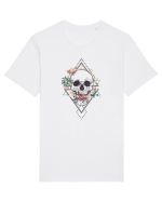 Craniu Floral Tricou mânecă scurtă Unisex Rocker