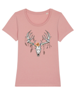 Craniu Cerb Floral Tricou mânecă scurtă guler larg fitted Damă Expresser