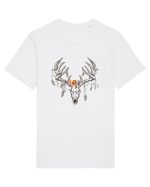 Craniu Cerb Floral Tricou mânecă scurtă Unisex Rocker