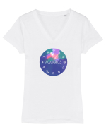 Aquarius Astrological Sign/AQUARIUS/Zodiac Tricou mânecă scurtă guler V Damă Evoker