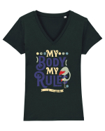 Corpul meu, regulile mele, vintage cu flamingo Tricou mânecă scurtă guler V Damă Evoker