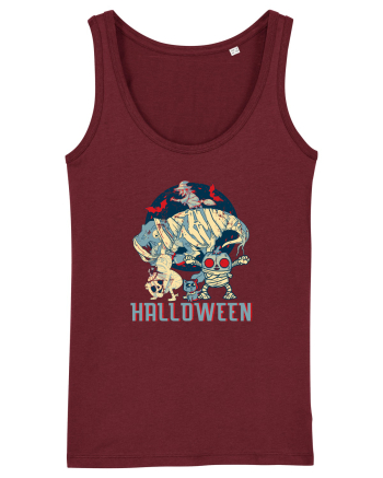 De Halloween vintage cu dinozauri, pisici si mumii si vrajitoare Burgundy