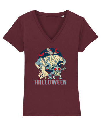 De Halloween vintage cu dinozauri, pisici si mumii si vrajitoare Burgundy