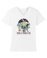 De Halloween vintage cu dinozauri, pisici si mumii si vrajitoare Tricou mânecă scurtă guler V Bărbat Presenter