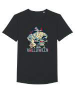 De Halloween vintage cu dinozauri, pisici si mumii si vrajitoare Tricou mânecă scurtă guler larg Bărbat Skater