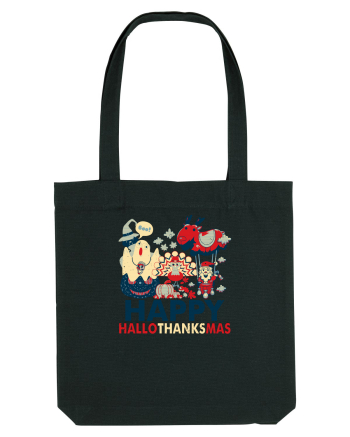 Halloween Thanksgiving si Craciunul. Design retro 3 in 1 Black