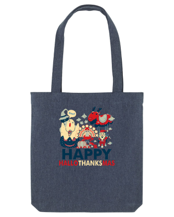Halloween Thanksgiving si Craciunul. Design retro 3 in 1 Midnight Blue