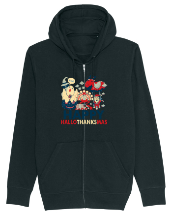 Halloween Thanksgiving si Craciunul. Design retro 3 in 1 Black