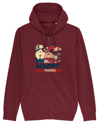 Halloween Thanksgiving si Craciunul. Design retro 3 in 1 Burgundy