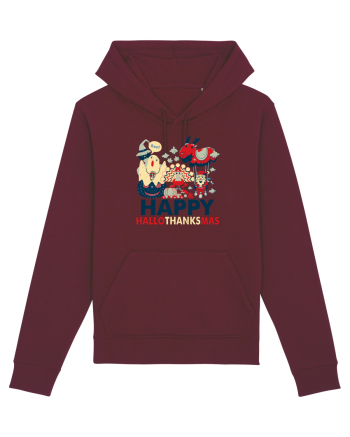 Halloween Thanksgiving si Craciunul. Design retro 3 in 1 Burgundy