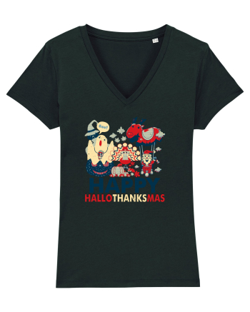 Halloween Thanksgiving si Craciunul. Design retro 3 in 1 Black
