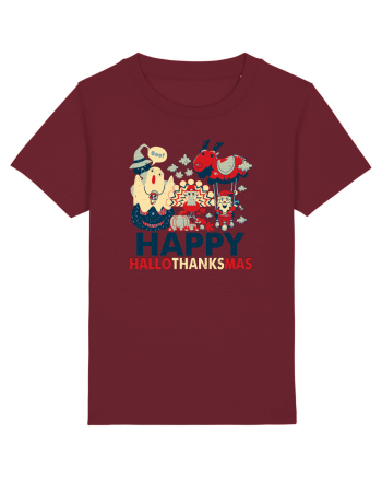 Halloween Thanksgiving si Craciunul. Design retro 3 in 1 Burgundy