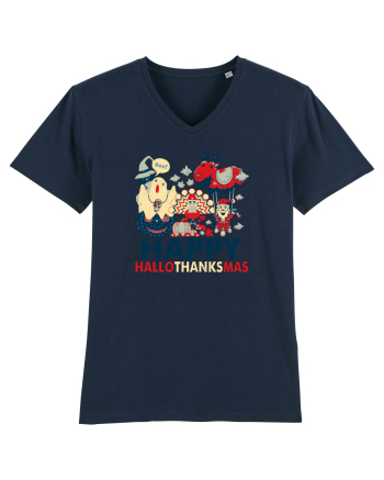Halloween Thanksgiving si Craciunul. Design retro 3 in 1 French Navy