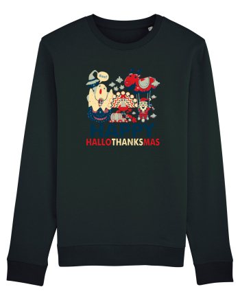 Halloween Thanksgiving si Craciunul. Design retro 3 in 1 Black