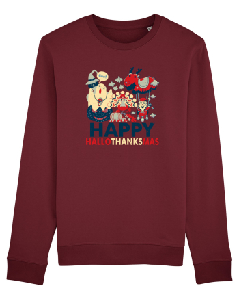 Halloween Thanksgiving si Craciunul. Design retro 3 in 1 Burgundy