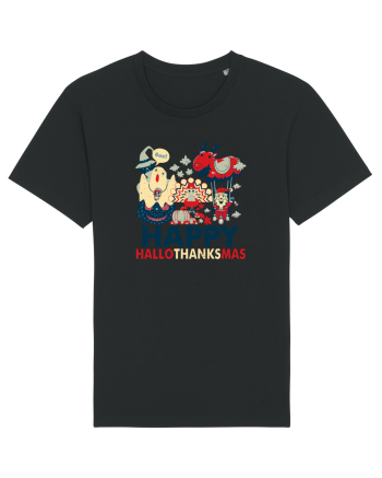 Halloween Thanksgiving si Craciunul. Design retro 3 in 1 Black