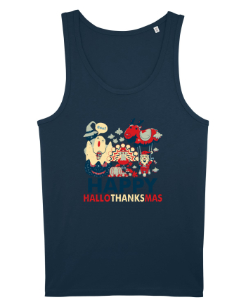 Halloween Thanksgiving si Craciunul. Design retro 3 in 1 Navy