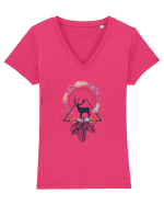 Cerb Floral Cristal Tricou mânecă scurtă guler V Damă Evoker