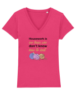 Housework is for Those Who Don't Know How to Knit Tricou mânecă scurtă guler V Damă Evoker
