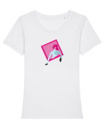 Funky Mona Lisa Tricou mânecă scurtă guler larg fitted Damă Expresser