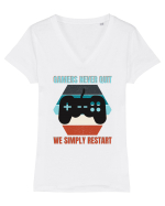 Gamers never quits Tricou mânecă scurtă guler V Damă Evoker
