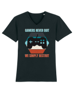 Gamers never quits Tricou mânecă scurtă guler V Bărbat Presenter