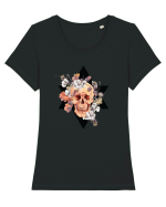 Craniu Floral in Stea Tricou mânecă scurtă guler larg fitted Damă Expresser