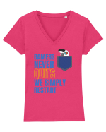 Gamers never quits Tricou mânecă scurtă guler V Damă Evoker