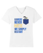 Gamers never quits Tricou mânecă scurtă guler V Bărbat Presenter