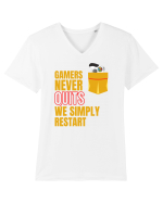Gamers never quits Tricou mânecă scurtă guler V Bărbat Presenter