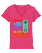 Gamers never quits Tricou mânecă scurtă guler V Damă Evoker