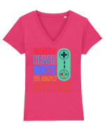 Gamers never quits Tricou mânecă scurtă guler V Damă Evoker