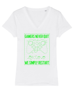 Gamers never quits Tricou mânecă scurtă guler V Damă Evoker