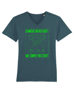 Gamers never quits Tricou mânecă scurtă guler V Bărbat Presenter