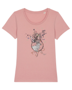 Cerb Floral in Dreamcatcher Natural Tricou mânecă scurtă guler larg fitted Damă Expresser