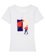Online Dating Tricou mânecă scurtă guler larg fitted Damă Expresser