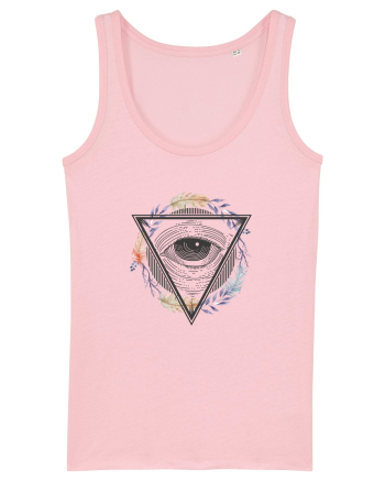 Ochi în Triunghi cu Pene Cotton Pink