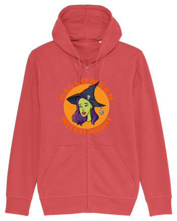 Halloween Witch Night Green Face Witch Carmine Red