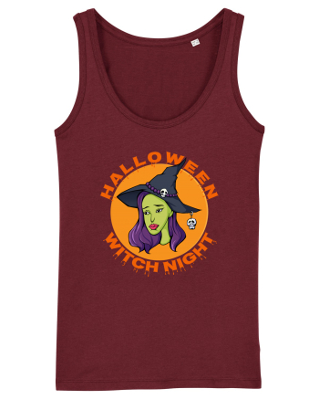 Halloween Witch Night Green Face Witch Burgundy