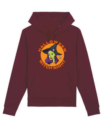Halloween Witch Night Green Face Witch Burgundy