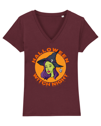 Halloween Witch Night Green Face Witch Burgundy