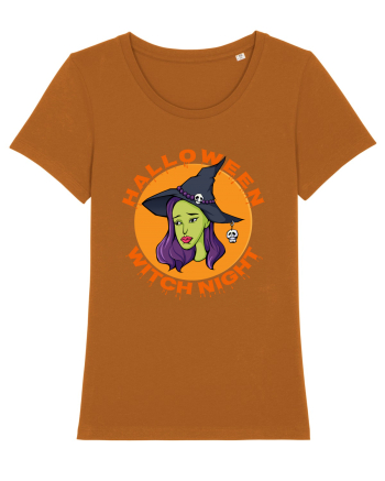 Halloween Witch Night Green Face Witch Roasted Orange