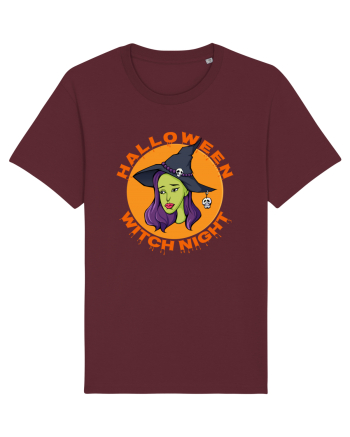 Halloween Witch Night Green Face Witch Burgundy