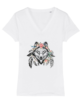 Lup Floral cu Pene White