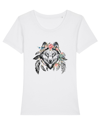 Lup Floral cu Pene White