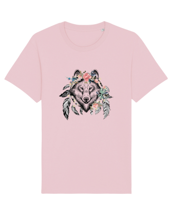 Lup Floral cu Pene Cotton Pink
